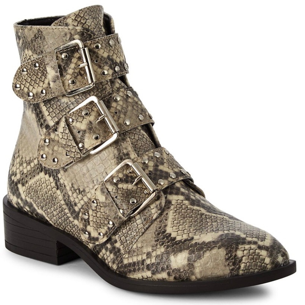 Harmon Snakeskin-Print Synthetic Booties